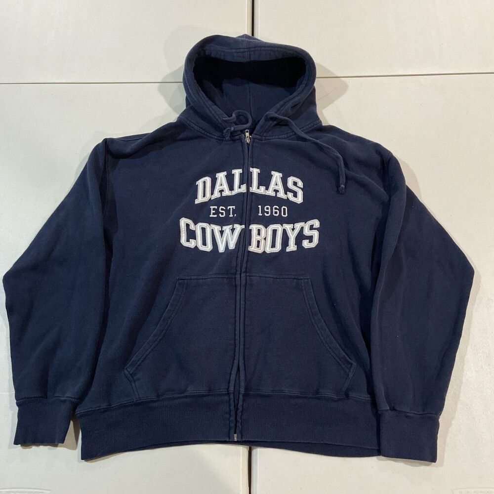 Dallas Cowboys Jacket Men's XL Blue NFL Football Fleece Hoodie Full Zip Up